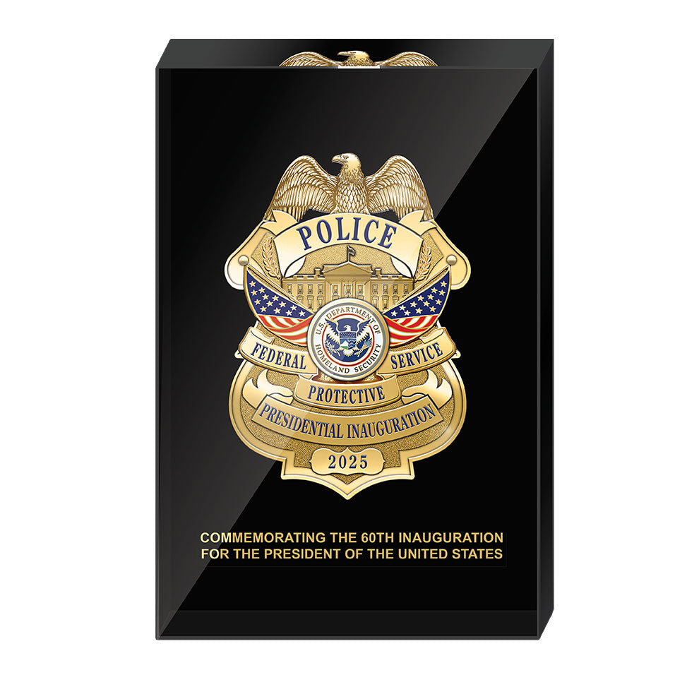 DHS Federal Protective Service 2025 Inaugural Badge Encased in Lucite - Invited Members